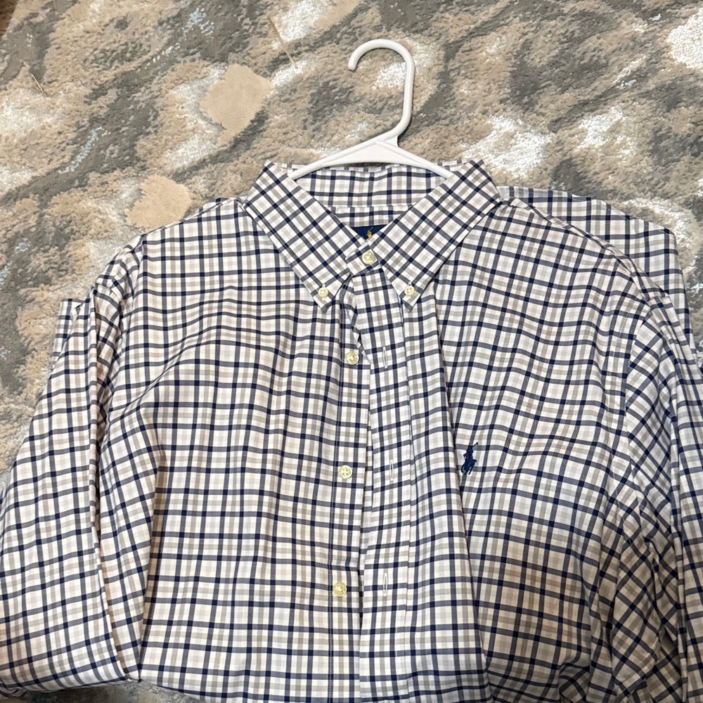 Ralph Lauren Navy and White Plaid Shirt